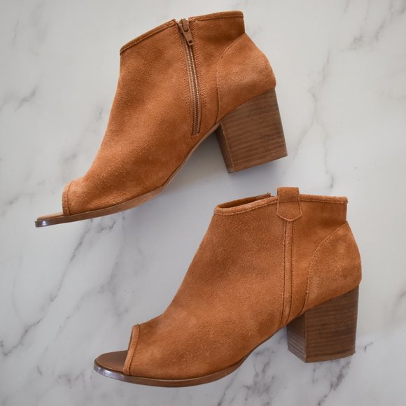 Aldo brown suede open toe ankle booties with heels - Picture 3 of 7